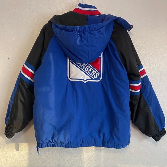 Vintage Starter New York Rangers 1/2 Zip Embroidered Jacket Large Hooded Hood L - Picture 8 of 10